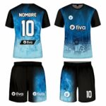 Camiseta sublimada celeste/negro