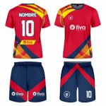 Camiseta sublimada azul marino/rojo/amarillo