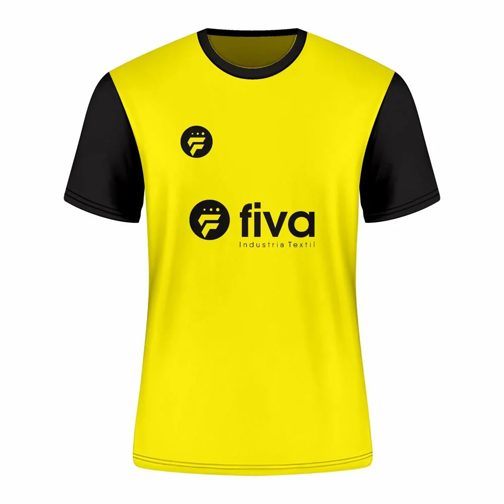 Camiseta de fútbol costura negro/amarillo – Fiva Industria Textil