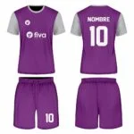 Camiseta de fútbol costura morado/plomo