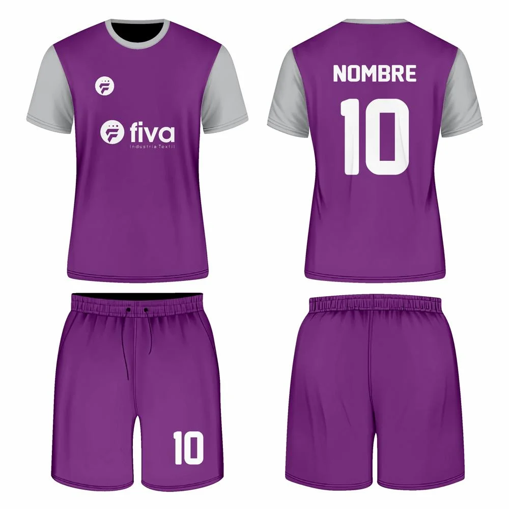 conjunto de futbol costura morado Camiseta de fútbol costura morado/plomo - Imagen 1