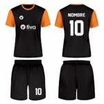 Camiseta de fútbol costura negro-naranja