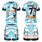 Camiseta sublimada turquesa / blanco tramado 2023