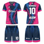 Camiseta sublimada azul marino/fuxia