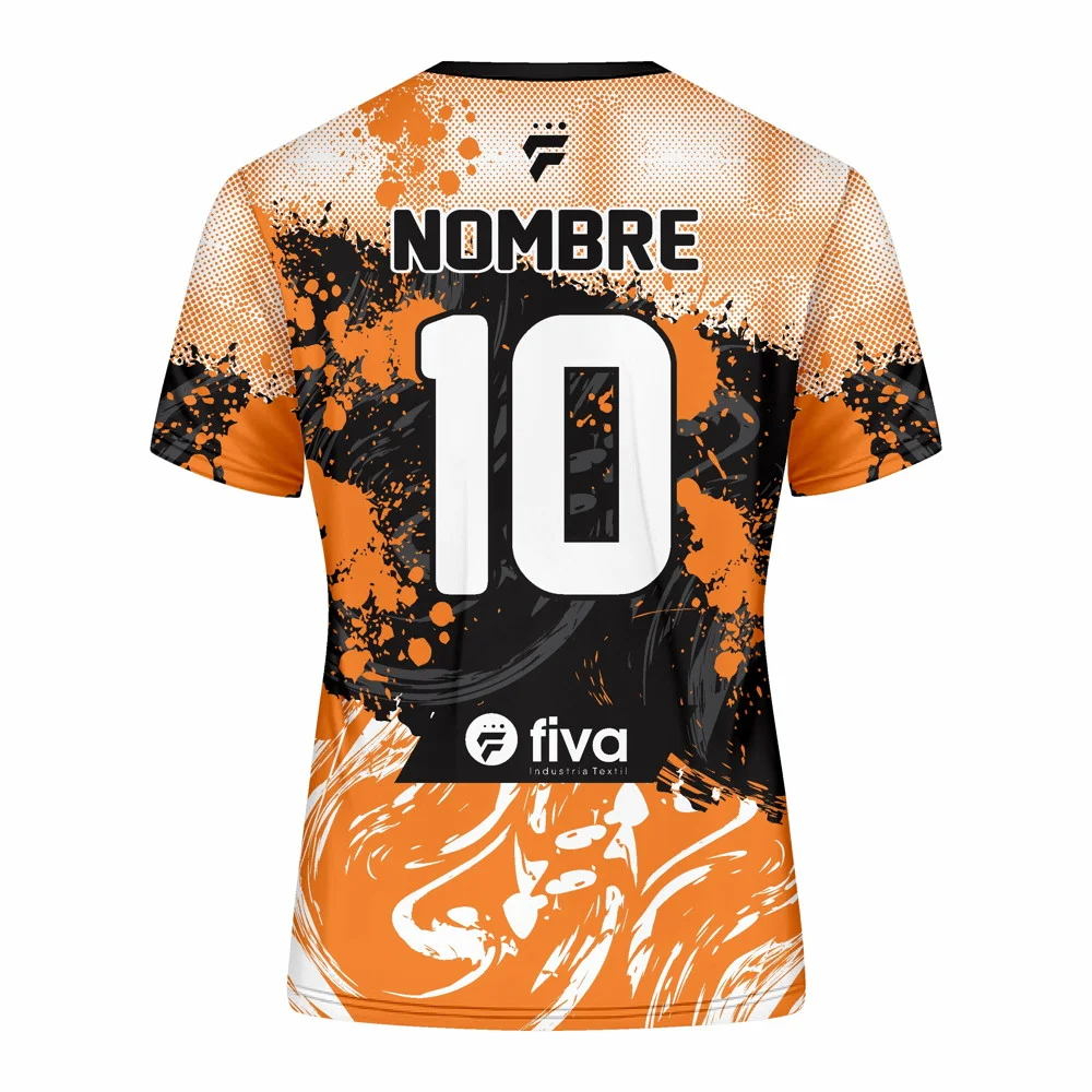 Camiseta sublimada negro/naranja trama - Imagen 3
