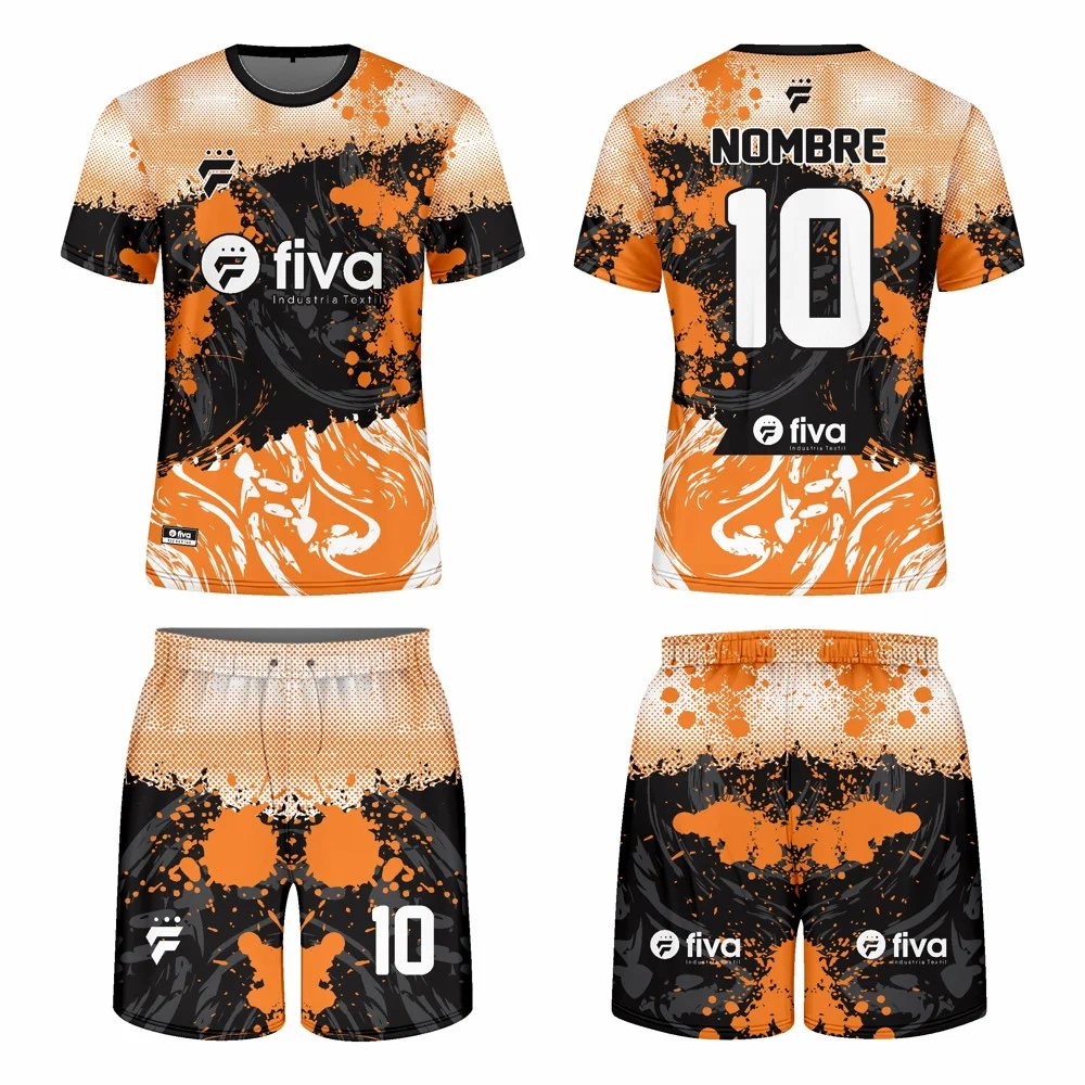 tramado naranja negro conjunto Camiseta sublimada negro/naranja trama - Imagen 1